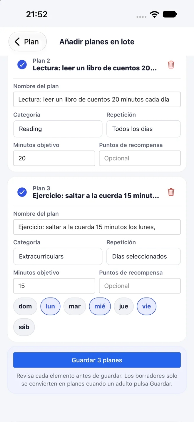 Borradores editables de planes